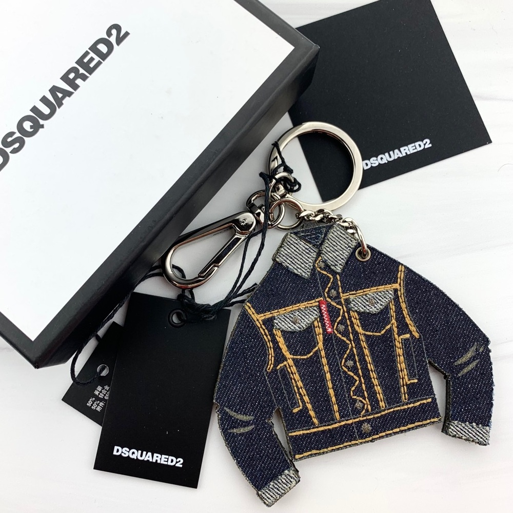 DSQUARED2 Denim Jean Jacket Bag Charm Keychain